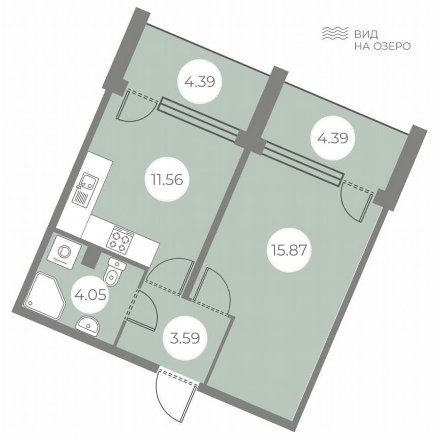 1-к. квартира, 39,5 м², 1/7 эт.