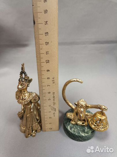 Бронзовый колокольчик коза и обезьяна