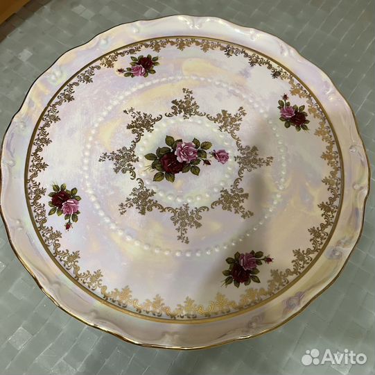 Тортница на ножке Роза перламутр