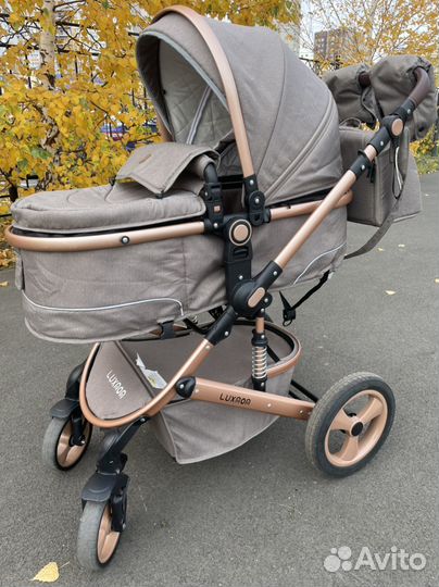 Коляска всесезонная 2 в 1 luxmom 510 золотая рама