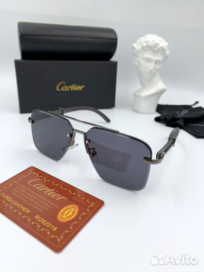 Солнцезащитные очки Cartier черные мужские (619)