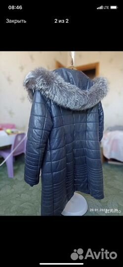 Пуховик натуральная кожа