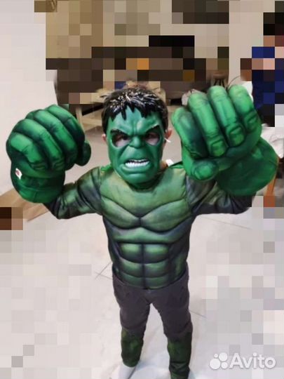 Костюм Халка детский с кулаками, новый