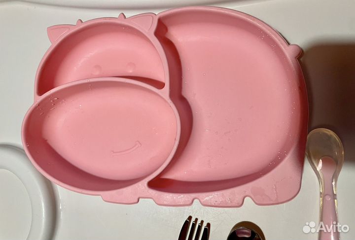 Силиконовая детская тарелка и бутылочка avent