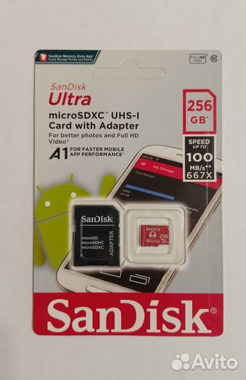 Карта памяти MicroSD SanDisk Ultra 256 Гб, U1 A1