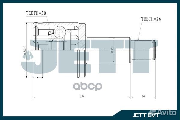 ШРУС внутренний jett V40-7102 V40-7102 jett