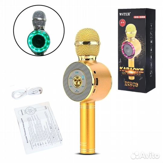 Караоке микрофон с колонкой светящийся Ws-668