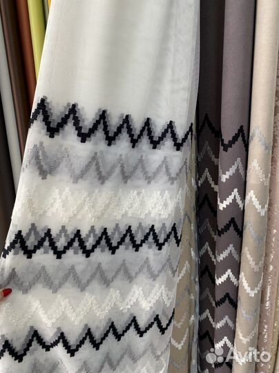 Комплект шторы и тюль с вышивкой