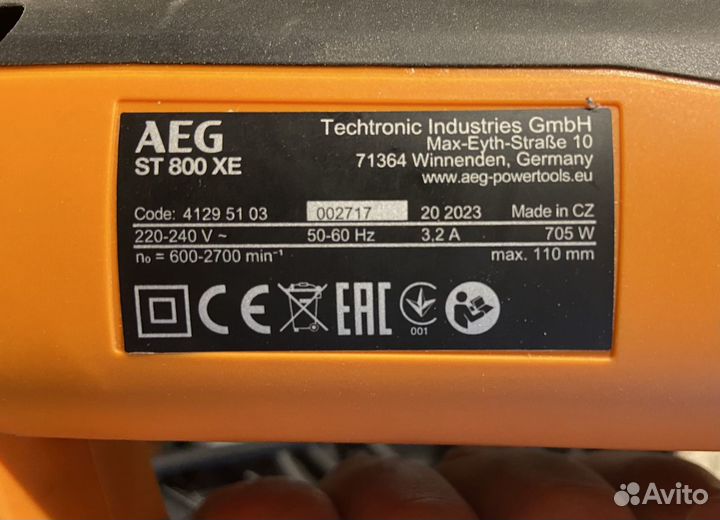 Электролобзик AEG ST800 XE