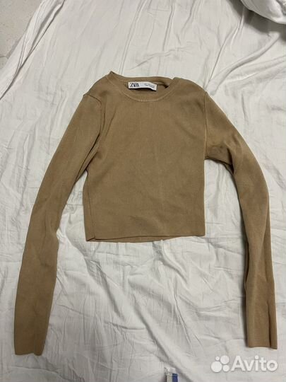 Кроп топ с длинным рукавом zara