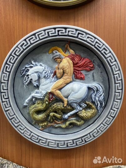 Икона Георгий победоносец Барельеф Панно Гипс