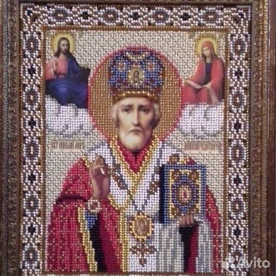 Икона бисером Николай Чудотворец