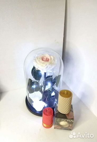 Роза в колбе Свечи из вощины