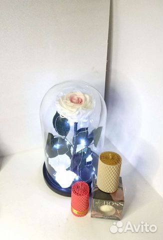 Роза в колбе Свечи из вощины