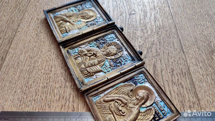 Складень меднолитой малый Деисус 19 век