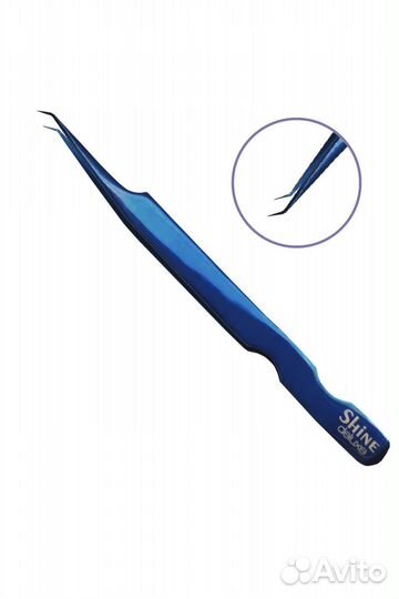Пинцет Deluxe L-образный slim (синий)