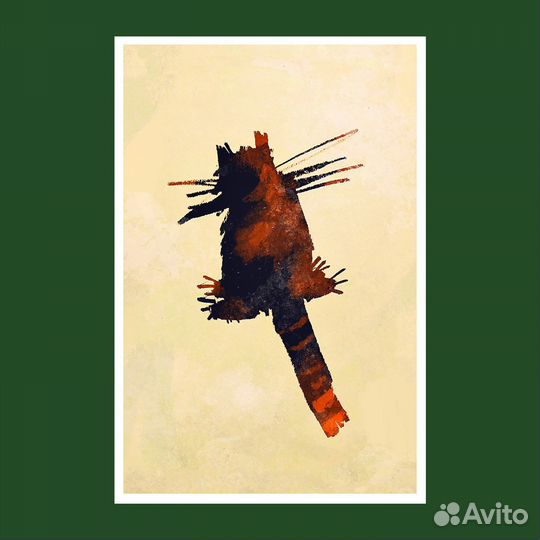 Новая авторская открытка Котик в крафт конверте