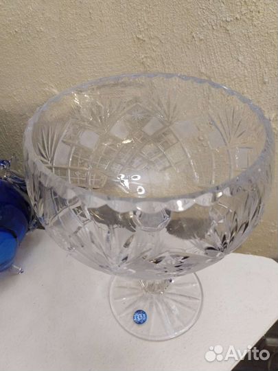Ваза для фруктов на ножке хрусталь.СССР