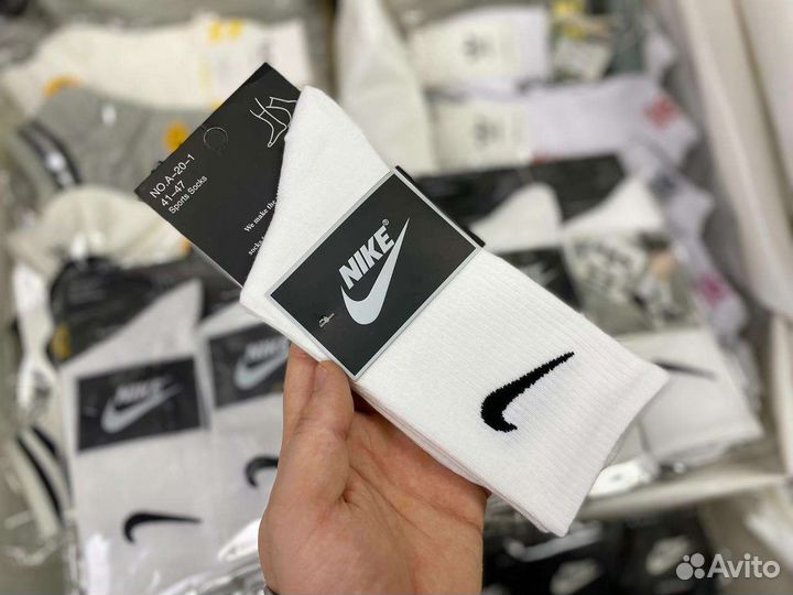 Носки nike высокие длинные белые