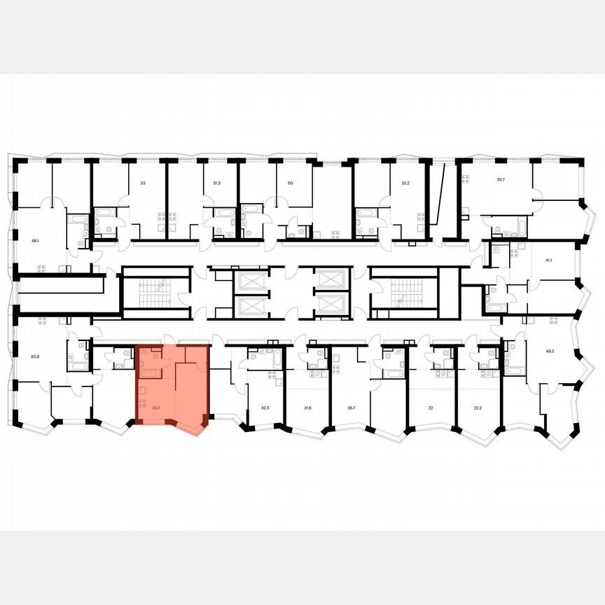 1-к. квартира, 30,7 м², 25/31 эт.