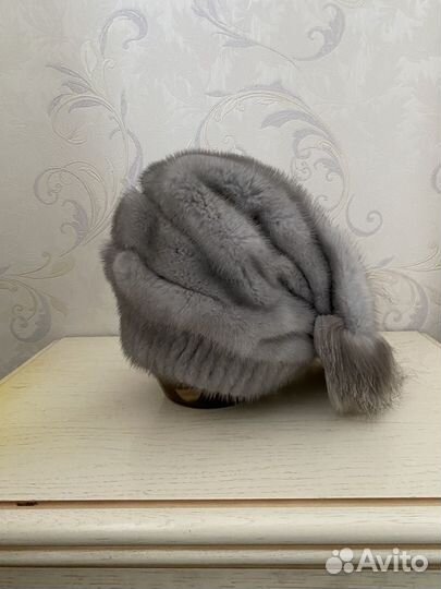 Норковая шапка-косынка