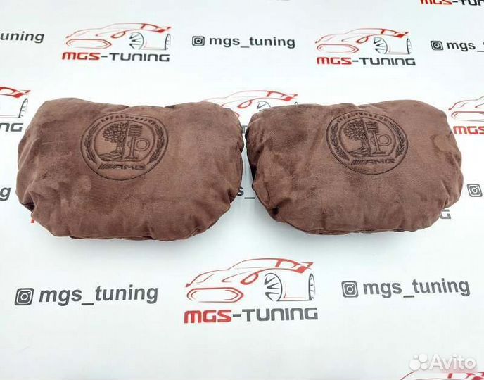 Подушки в подголовник 30х22 см Mercedes AMG замша