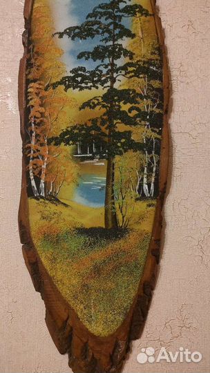 Картина ручной работы на спиле натуральн