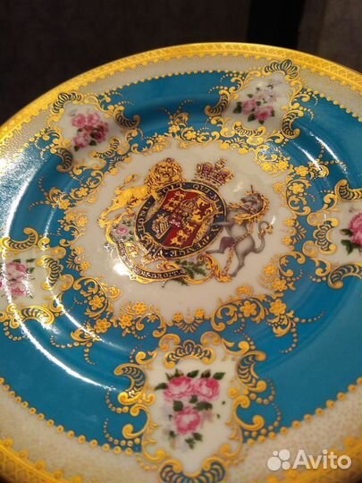 Антикварная тарелка фарфор золотая роспись