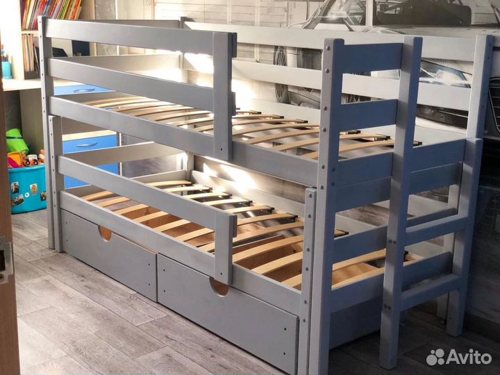 Детская двухярусная выдвижная кровать