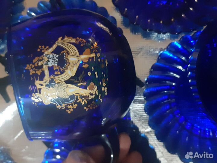 Чайные блюдца 6шт + 2 кружки