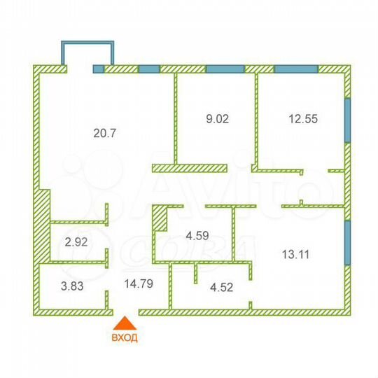 3-к. квартира, 86,5 м², 2/24 эт.