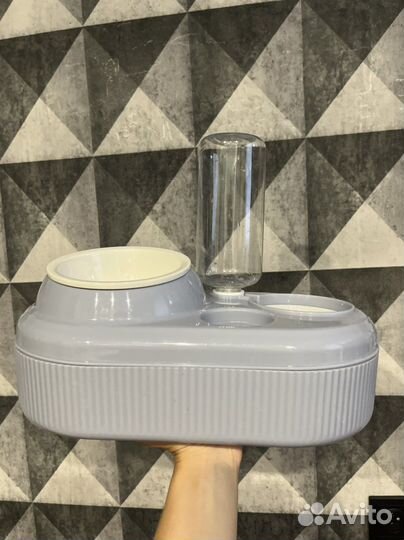 Миска с автопоилкой для кота / кошки голубая