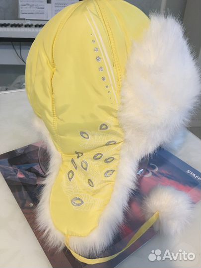 Шапка зимняя ушанка для девочки 8-10 лет+перчатки