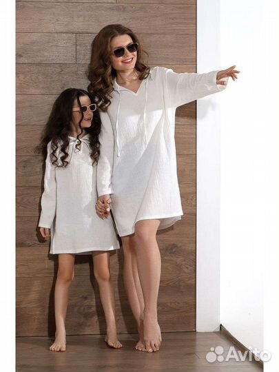 Туника пляжная для девочки из муслина