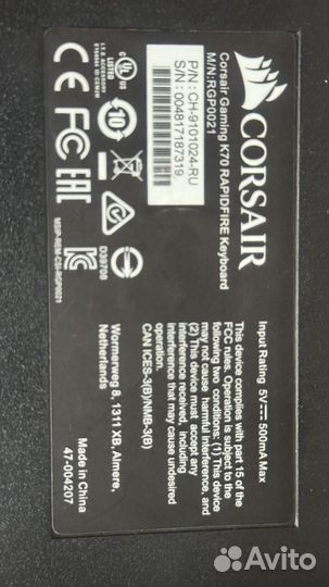 Игровая клавиатура Corsair Gaming K70 rapidfire