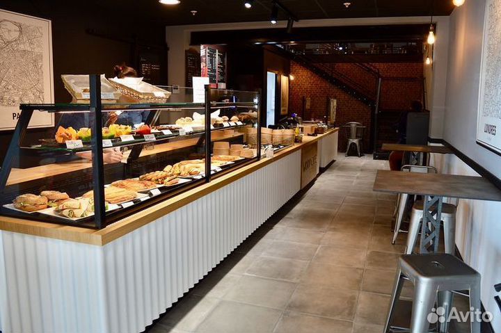 Стойка с витриной для пекарни, стойки для кофе