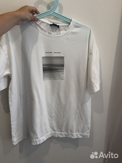 Футболка белая М Zarina хлопковая оверсайз