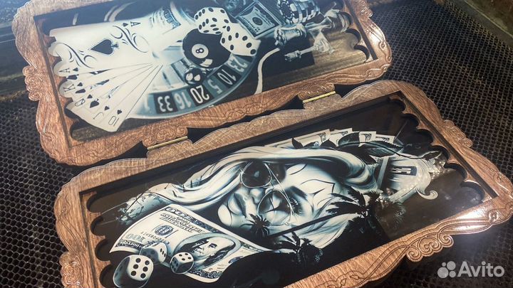 Нарды деревянные со стеклом