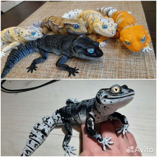 Подвижная игрушка, аксолотль, эублефар, агама