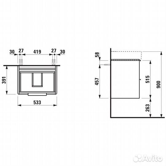 Тумба под раковину Laufen VAL 535х390х530 мм., 2