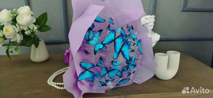 Ручная работа, букет из бабочек