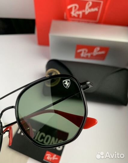 Солнцезащитные очки ray ban ferrari зеленые