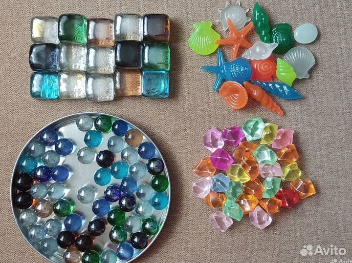Декор, камни, ракушки, стеклян шарики, цена за все