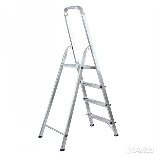 Стремянка усиленная, 4 ступени, алюминиевая, Росси