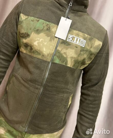 Кофта свитер на флисе мох