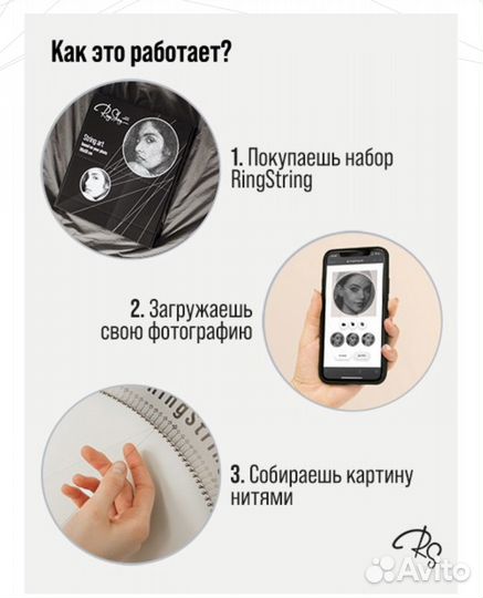 Картина нитью по фотографии Ring String