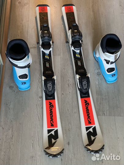 Горные лыжи детские 90 с ботинками, колодка 226мм