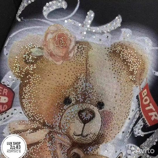 Футболка варенка мишка стразы Оверсайз до 48