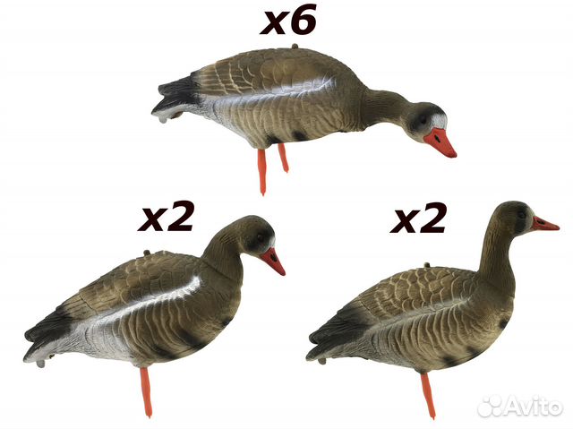 Чучела белолобых гусей для охоты 10 штук комплект