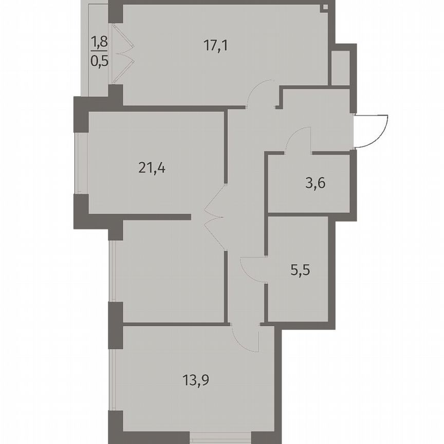 2-к. квартира, 73,4 м², 7/8 эт.